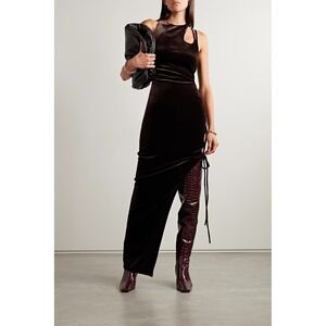 MONSE BROWN VELVET CUT OUT LACE UP DRESS SZ 8